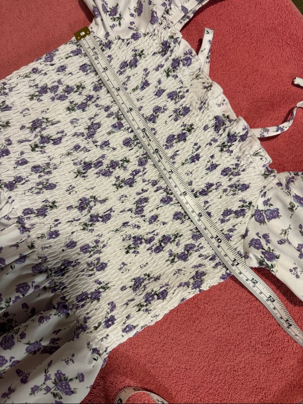 Girls White & Lavender Floral Smocked Maxi Dress - Picture 4 of 8